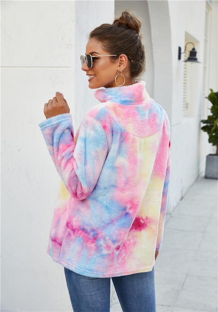 Women Winter Fall Fashion Fleece Hoodie Color Printing Pullovers